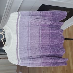 Alfred Dunner Purple and White Striped Sweater